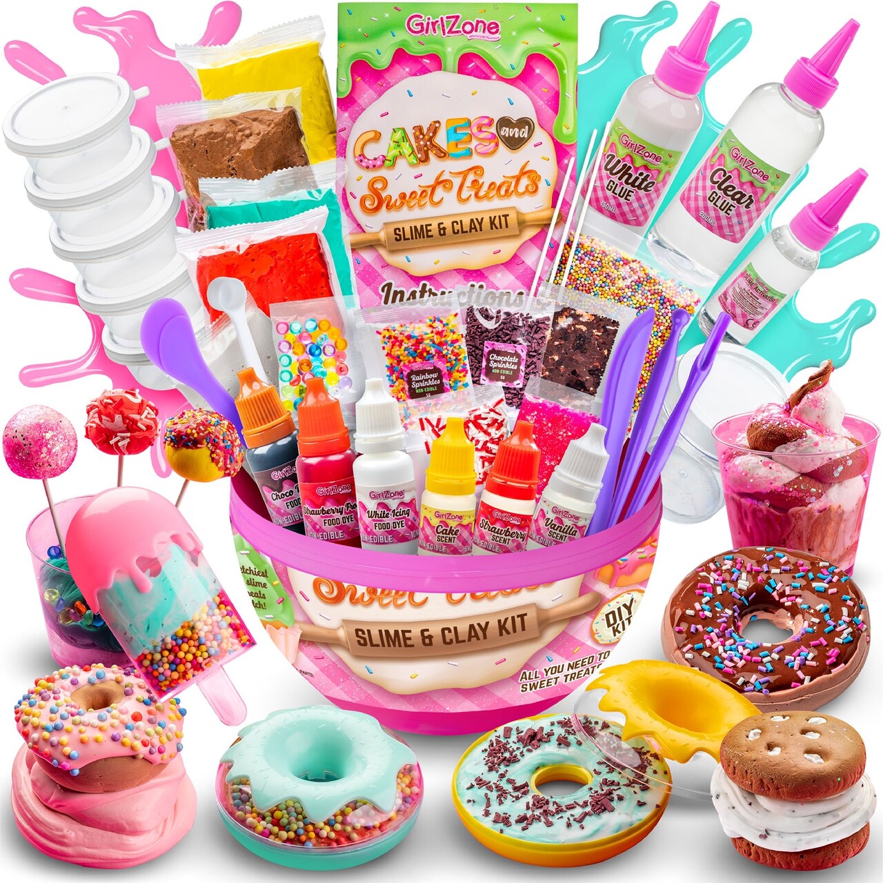 GirlZone DIY Slime Kit Egg & Clay for Cakes & Sweet Treats - Multicolor Boxed Set, Ages 7+ - Scented Food Slime Kit for Cake, Doughnut & Ice Cream Baking Play